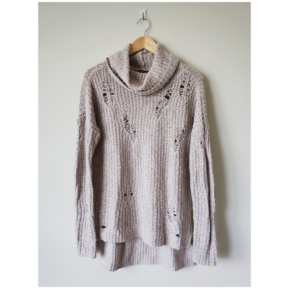 Express Sweaters - Express Distressed Turtleneck Sweater Size S
